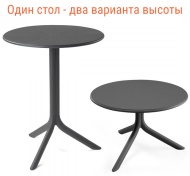 Стол пластиковый обеденный Nardi Spritz + Spritz Mini, антрацит Стол пластиковый обеденный Nardi Spritz + Spritz Mini, антрацит