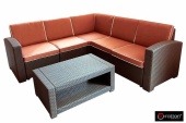 Угловой диван 5 мест + столик RATTAN Premium Corner венге
