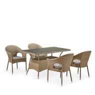 Обеденный комплект плетеной мебели T198B/Y79B-W56 Light Brown (4+1) Обеденный комплект плетеной мебели T198B/Y79B-W56 Light Brown (4+1)