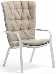 Лаунж-кресло пластиковое с подушкой Nardi Folio, белый/бежевый
