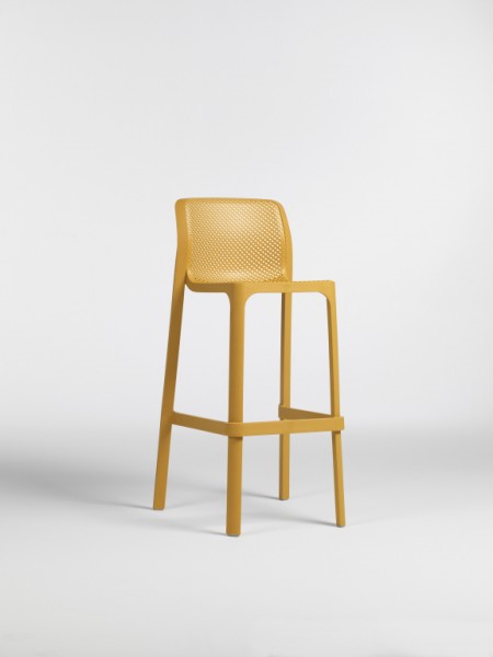 Стул пластиковый барный Nardi Net Stool, горчичный фото Стул пластиковый барный Nardi Net Stool, горчичный фото