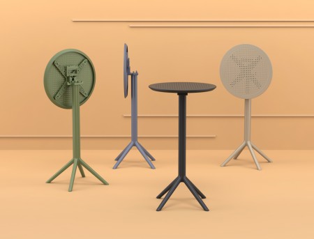 Стол пластиковый барный складной Siesta Contract Sky Folding Bar Table 60, темно-серый фото