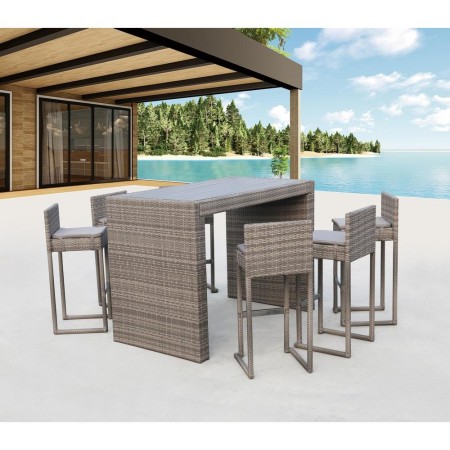 Барный комплект плетеной мебели T390GD/Y390G-W78_6Pcs Grey фото