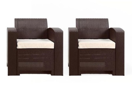 Комплект Rattan premium 2 кресла (с подушкой), венге фото