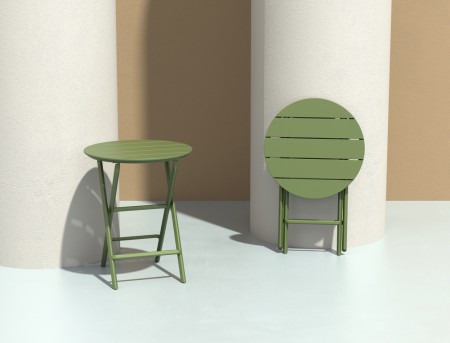 Стол пластиковый складной Siesta Contract Helen Folding Table Ø60, оливковый фото