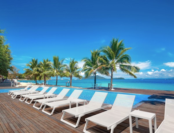 Шезлонг-лежак металлический Siesta Contract Tropic, белый фото