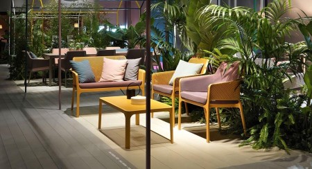 Диван пластиковый Nardi Net Bench горчичный фото