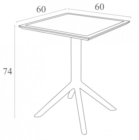 Стол пластиковый складной Siesta Contract Sky Folding Table 60, темно-серый фото