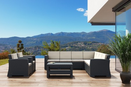 Кресло пластиковое плетеное с подушками Siesta Contract Monaco Lounge, антрацит фото