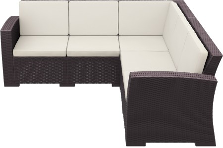 Диван пластиковый плетеный угловой с подушками Siesta Contract Monaco Lounge Corner коричневый фото
