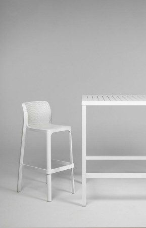 Стул пластиковый барный Nardi Net Stool, белый фото Стул пластиковый барный Nardi Net Stool, белый фото