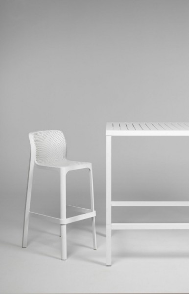 Стул пластиковый барный Nardi Net Stool, белый фото Стул пластиковый барный Nardi Net Stool, белый фото
