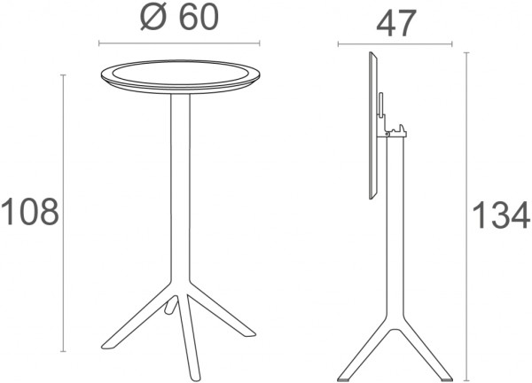 Стол пластиковый барный складной Siesta Contract Sky Folding Bar Table 60, темно-серый фото Стол пластиковый барный складной Siesta Contract Sky Folding Bar Table 60, темно-серый фото
