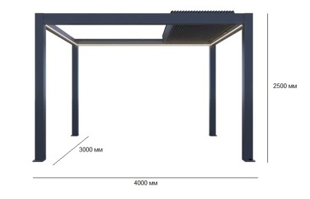 Пергола моторизованная 3х4 м Tagliamento Pergola 150 Series, темно-серый фото