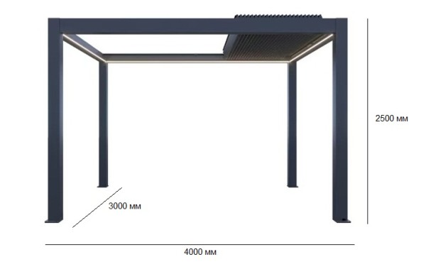 Пергола моторизованная 3х4 м Tagliamento Pergola 150 Series, темно-серый фото Пергола моторизованная 3х4 м Tagliamento Pergola 150 Series, темно-серый фото