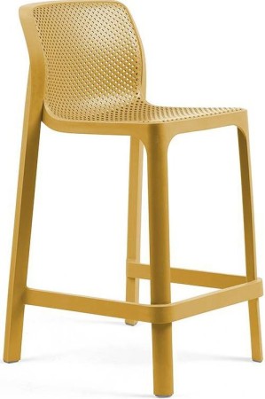 Стул пластиковый полубарный Nardi Net Stool Mini, горчичный фото Стул пластиковый полубарный Nardi Net Stool Mini, горчичный фото