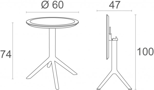 Стол пластиковый складной Siesta Contract Sky Folding Table Ø60, черный фото Стол пластиковый складной Siesta Contract Sky Folding Table Ø60, черный фото