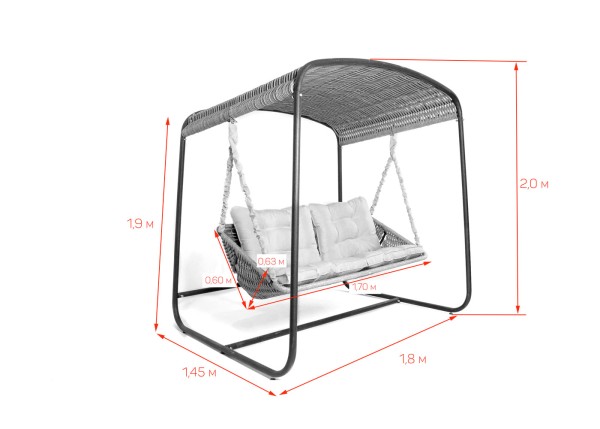 Плетеный подвесной диван Sky Bed Lite 155 х 185 х 195 см фото